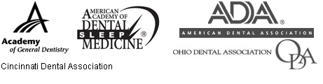 Academy of General Dentistry, American Academy of Dental Sleep Medicine, American Dental Association, and Ohio Dental Association logos